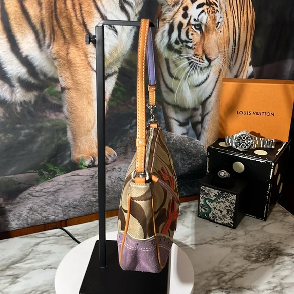 Coach 1491 tan signature print with fish and purple suede - Picture 3 of 11